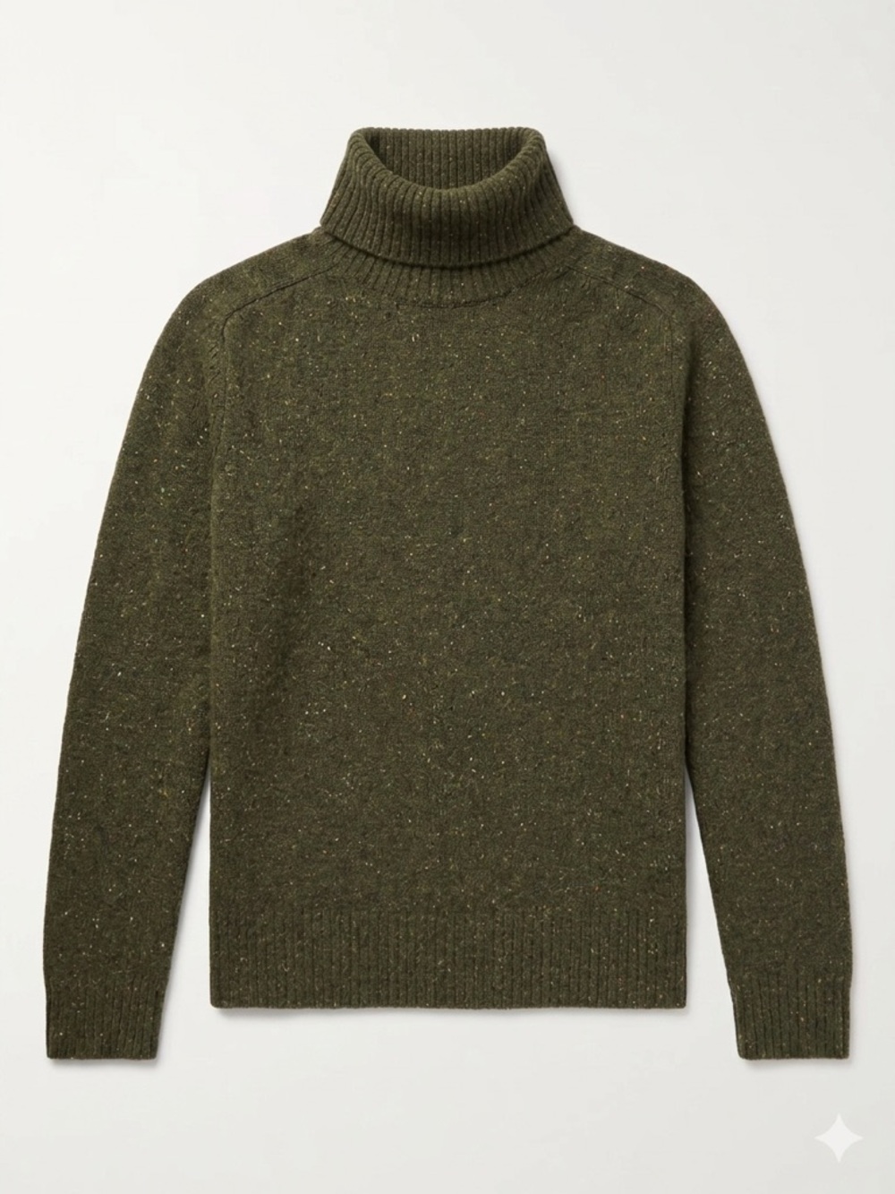 100% Cashmere Valerie Stevens Olive Green Turtleneck Sweater flaw**